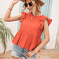 Lace Detail Round Neck Peplum T-Shirt