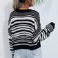 Striped Round Neck Dropped Shoulder Sweater