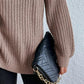 Full Size Turtleneck Rib-Knit Slit Sweater