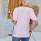 Eyelet Asymmetrical Neck Short Sleeve T-Shirt