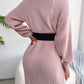 Decorative Button Turtleneck Sweater Dress