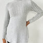 Ribbed Turtleneck Long Sleeve Slit T-Shirt