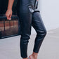 High Waist PU Leather Cropped Pants