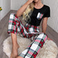 Lettuce Trim Cropped T-Shirt and Plaid Pants Lounge Set