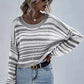 Striped Round Neck Dropped Shoulder Sweater