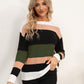 Striped Round Neck Dropped Shoulder Sweater