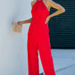 Twisted Grecian Neck Wide Leg Jumpsuit