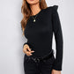 Ruffled Round Neck Long Sleeve T-Shirt