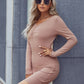 Ruched V-Neck Long Sleeve Wrap Dress