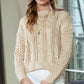 Full Size Openwork Cable-Knit Round Neck Knit Top