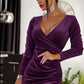 Surplice Long Sleeve Mini Dress