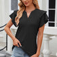 Eyelet Notched Short Sleeve T-Shirt