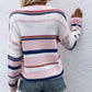 Striped Drop Shoulder Round Neck Pullover Sweater