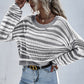 Striped Round Neck Dropped Shoulder Sweater