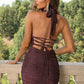 Halter Neck Lace-Up Ruched Dress