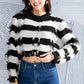 Striped Fringe Round Neck Sweater