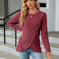 Round Neck Long Sleeve Blouse