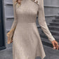 Decorative Button Mock Neck Long Sleeve Sweater Dress