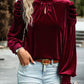 Mock Neck Puff Sleeve Blouse