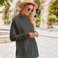 Ribbed Turtleneck Long Sleeve Slit Sweater