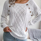 Decorative Button Cable-Knit Sweater