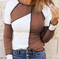 Color Block Round Neck Long Sleeve T-Shirt