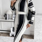 Slit Striped Mock Neck Sweater Dress