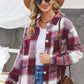 Plaid Button Up Dropped Shoulder Jacket