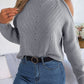 Cable-Knit Turtleneck Cold Shoulder Sweater