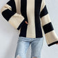 Striped Mock Neck Long Sleeve Sweater