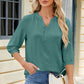 Notched Three-Quarter Sleeve T-Shirt