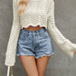 Round Neck Long Sleeve Cropped Sweater