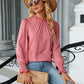 Frill Mock Neck Long Sleeve Blouse