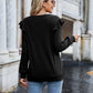 Ruffled Heathered V-Neck Long Sleeve T-Shirt