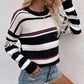 Striped Drop Shoulder Round Neck Pullover Sweater