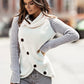 Contrast Decorative Button Turtleneck Sweater