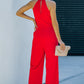 Twisted Grecian Neck Wide Leg Jumpsuit