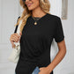 Ruched Round Neck Short Sleeve T-Shirt