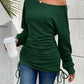 Ruched Single Shoulder Long Sleeve T-Shirt