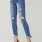 RISEN Distressed Frayed Hem Slim Jeans