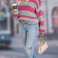 Striped Dropped Shoulder Long Sleeve Sweater