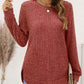 Ribbed Round Neck Long Sleeve T-Shirt