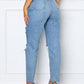 Distressed High Waist Straight Jeans