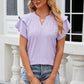 Eyelet Notched Short Sleeve T-Shirt