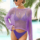 Long Sleeve Round Neck Openwork Cover-Up