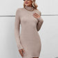 Textured Cutout Mock Neck Wrap Dress