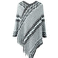 Fringe Hem Striped Cape Sleeve Poncho