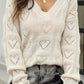 Openwork V-Neck Dropped Shoulder Sweater