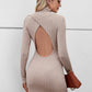 Cutout Mock Neck Long Sleeve Wrap Dress