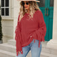 Fringe Round Neck Dropped Shoulder Sweater